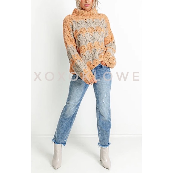 POL Pumpkin Spice Chunky Knit Turtleneck Sweater | Handmade Luxe Cozy - Picture 14 of 14